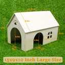 Amonk Guinea Pig Hideout 15x9x10 inch Large Size Wooden House with Window and Roof Wood Hut Habitats Decor for Bunny, Chinchillas, Dwarf Rabbits, Hamsters, and Other Small Pet Animals