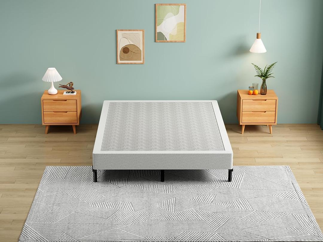 7 Inch Queen Box Spring,Black Heavy Duty Metal Mattress Foundation/Easy Assembly/Non-Slip/No Noise/Easy Clean Fabric Cover