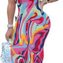 PINSV Women's Sexy Sleeveless Bodycon Tank Dress U Neck Halter Wrap Long Maxi Dresses Casual Party Beach Sundresses (XX-Large, Line Painting)