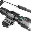 Picatinny Flashlight, LED Tactical Flashlight Rifle Rail Light with Pressure Switch, 3000 Lumens Waterproof Light, 5 Mode USB Rechargeable Flashlight for Hunting, Matte Black