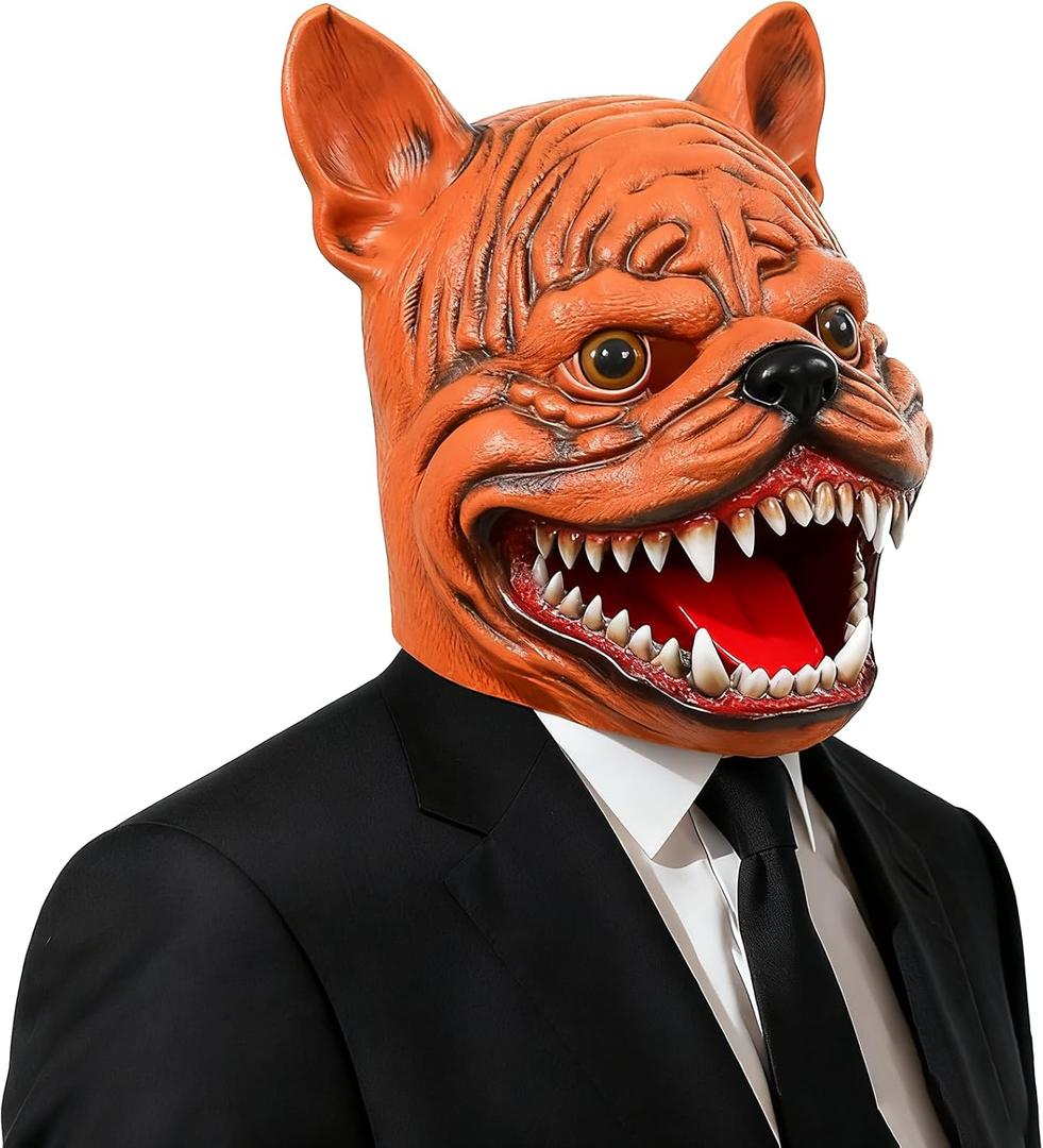 Scary Dog Mask for Adults  Realistic Latex Animal Full Head Mask for Halloween Cosplay Party Costume Props