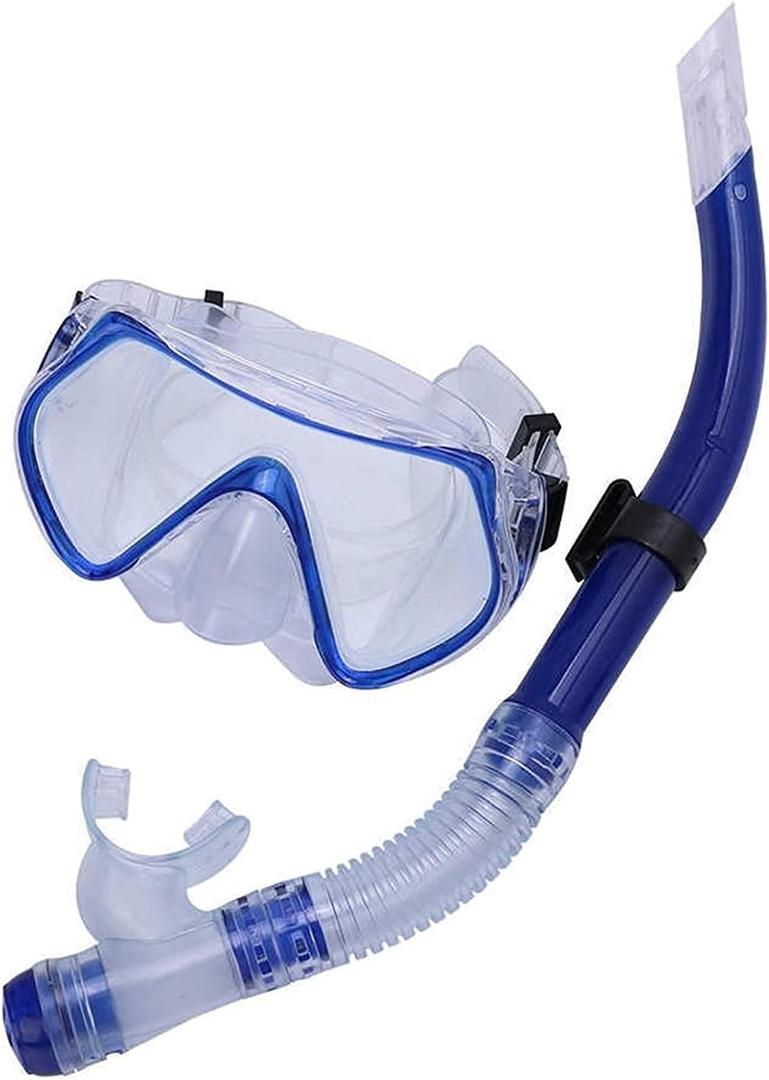 Diving Diving Professional Snorkelling Snorkel Anti-Fog Glasses Set Half Dry Breathing Tube Swimming Pool Tool for for Adults LQHZWYC (Color : Blue)