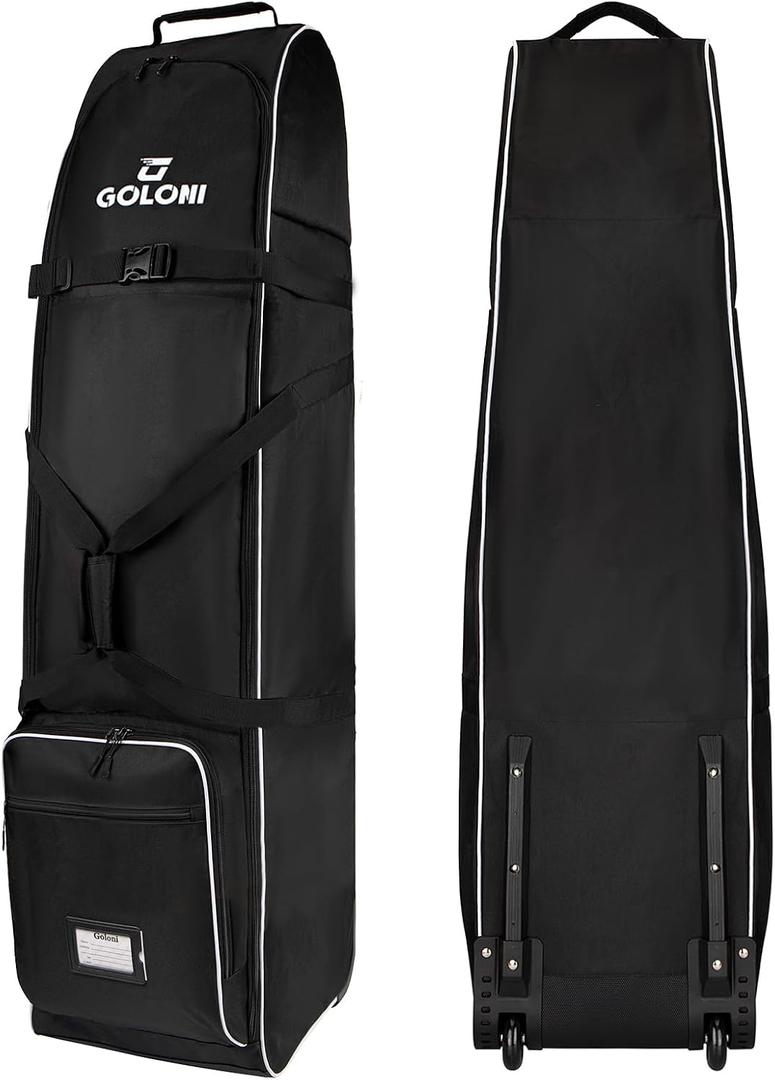 Goloni Golf Travel Bag with Wheels for Airlines, Heavy Duty Golf Club Travel Case, Water Resistant Golf Bag Cover for Air Travel, Portable Foldable Golf Luggage for Men Women