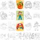COCHIE 36PCS 8x10 Inches Fall Coloring Pages for Kids, Bulk Color Your Own Thanksgiving Paper Crafts Party Favors, Small Coloring Sheets Thanksgiving Day Gifts
