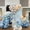 Dusty Blue Balloon Arch Kit, Dusty Blue and White Balloon Arch Garland Kit Light Blue Macaron Blue White Pearl Balloons for Boys Wedding Birthday Baby Shower Gender Reveal Decorations