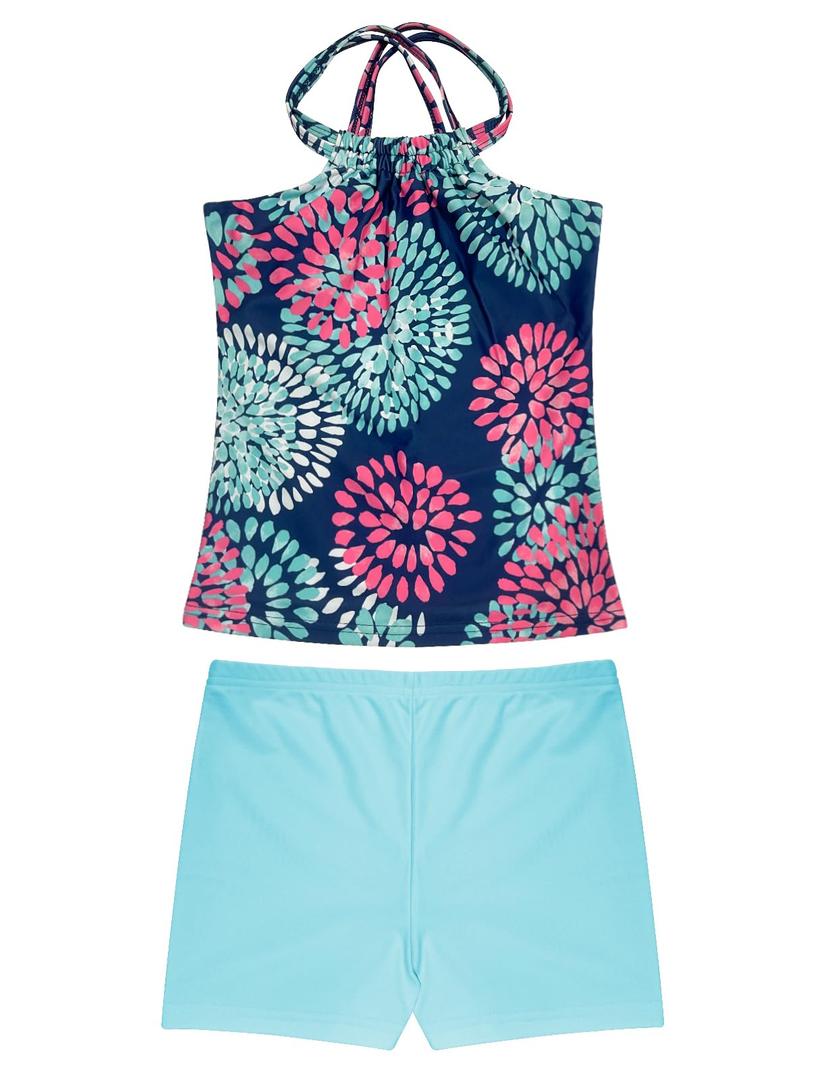 Girls Halter Tankini Swimsuit with Shorts 6-7Y