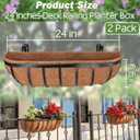 ZeeDix 24 Inch Railing Planter Box, 2 Pack Metal Window Boxes with Coco Liners for Railing, Hanging Flower Boxes for Deck Porch Balcony & Fence Outdoor Indoor Lawn