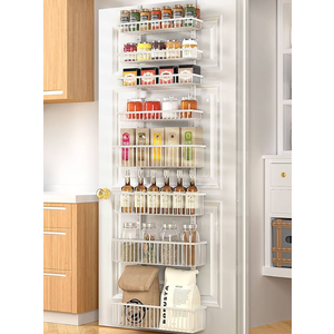 Moforoco White 8-Tier Over The Door Pantry Organizer, Pantry Organization And Storage, Metal Hanging Spice Rack Shelves Door, Home & Kitchen Essentials, Laundry Room Bathroom Organization