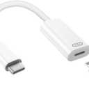 TechMatte Female Lightning to Male USB C Adapter Cable Audio Headphone Data Sync PD Charging for iPhone 17 Pro Max Air 16 15, Android, Earphone iPad MacBook, Not for OTG and Speakers (1 PCS)