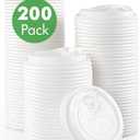 ECOLipak 100% Compostable Coffee Cup Lids 200 Count3.54 inch Disposable CPLA Cup Lid Suitable for 10 oz, 12 oz, 16 oz, and 20 oz Paper Cups, White