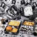 Uiifan 36 Pcs Death to My 20s Decorations Tableware Set 5 lb Rip to My 20s Disposable Tableware Paper Food Trays Plates Paper Boat for Snack Popcorn 30th Birthday Party, 4 Styles(Black and White)