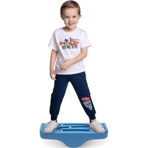 Kids Rocking Seesaw Balance Board with 5 Wooden Balls Sensory Training Rocking Board Balance Training Equipment Children Indoor Outdoor Activity Toy (Blue)