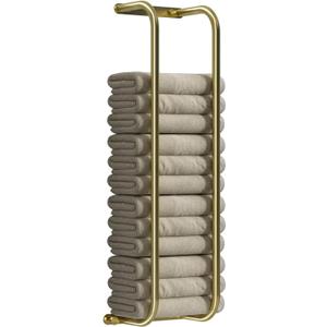 Danpoo Towel Racks for Bathroom Wall Mounted, Towel Storage Organizer, Stainless Steel Bath Towels Holder for Rolled Towels, with 2 Hooks, Brushed Gold