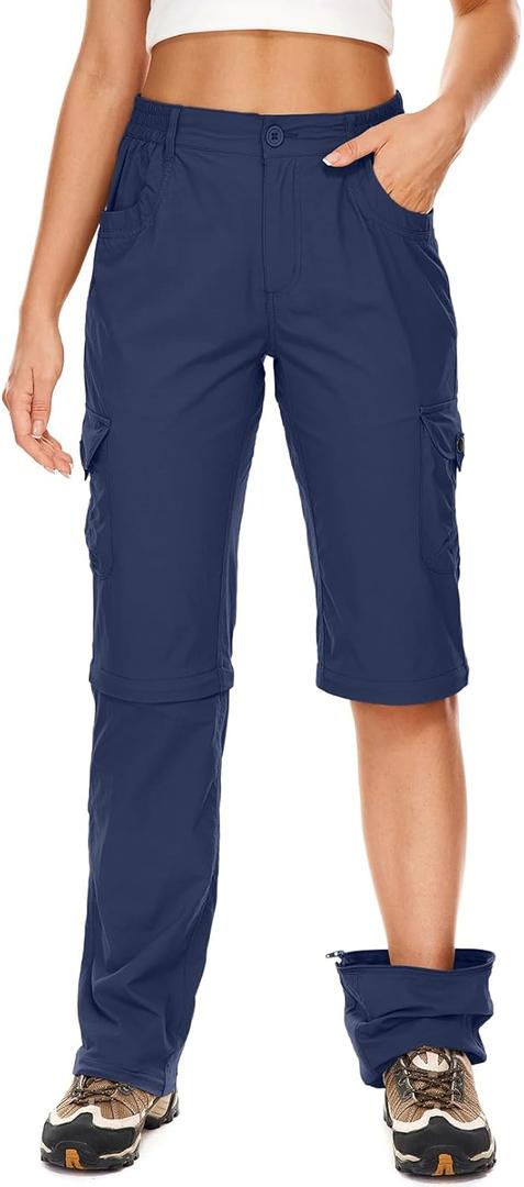 Women's Hiking Pants Convertible Quick Dry Lightweight Zip Off Fishing Travel Safari Pants (8)