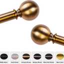 Brass Curtain Rods for Windows 18 to 120 inches, 1 Inch Modern Metal Drapery Rods, Adjustable Heavy Duty Curtain Pole with Round Finials(18"-120"Antique Brass)
