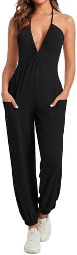 Cicy Bell Women's Sexy Halter Jumpsuits Casual Deep V Nevk Beach Jogger Long Pants Rompers XL Cicy Bell Women's Sexy Halter Jumpsuits Casual Deep V Nevk Beach Jogger Long Pants Rompers XL