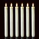 Homemory 6 Pack Flameless Taper Candles, No Remote, Realistic Flickering Battery Operated Candlesticks, White LED Plastic Candle Safe for Weddings, Table Decor, Christmas, and Halloween