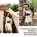 Renaissance Costume Women Pirate outfit Ren Faire Dress Off Shoulder Bell Sleeve Arm chain Waist Belt waist chain, Size Small