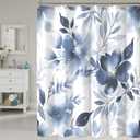 Floral Shower Curtain, Blue Watercolor Flower Shower Curtains for Bathroom, Modern Minimalist Waterproof Fabric Bath Curtain 72x72 Inch