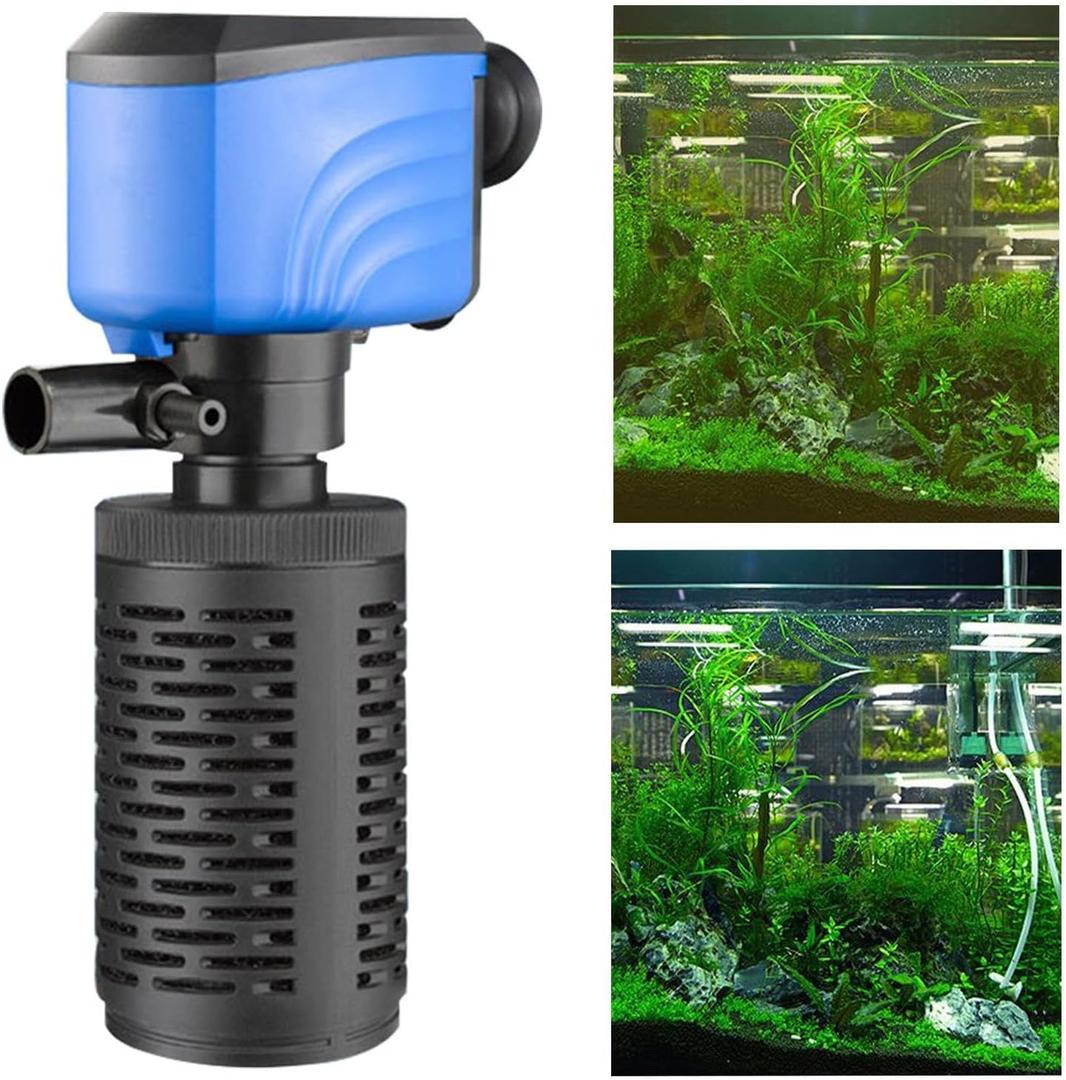 Water Filter Pump for Aquarium, Fish Tanks Circulation and Oxygenation | Quiet Cleaning Machine for Aquarium Filtration Internal for Bedroom