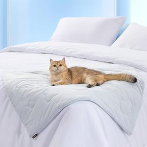 Cooling Blanket for Small Dogs - High Q-MAX 0.4+ Cold Washable Cat Mat, Travel Soft Dog Summer Essentials, Grey, 30"x40"