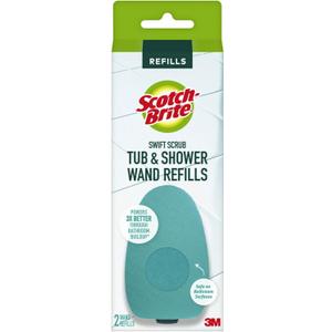 Scotch-Brite Swift Scrub Tub & Shower Wand Refills, Ideal for Bathroom Buildup, Glass Door, Shower and Bath Cleaner, Soap Scum Remover, 2 Wand Refills