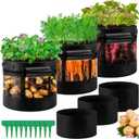 3 Pack 20 Gallon 360 Visibility Potato Grow Bags with Shading Flap, Plant Grow Bags for Growing Potatoes Heavy Duty Thickened Nonwoven Fabric Gardening Vegetable Growing Bags with Harvest Window