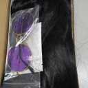 Highergo 3 Pcs Mens 80's Rock Costume Wig with Purple Round Hippie Glasses Cross Pendant Necklace 80s Hip Hop Rock Cosplay Costume Accessories for Men Halloween Cosplay Party Accessories