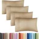 Queen Pillow Cases Set of 4 - Ultra Soft Hotel Quality Pillowcase Covers - Comfy, Cozy & Wrinkle Free - Shrinkage and Fade Resistant - Machine Washable Pillow Protectors - 4 Piece Set - Heathered Tan