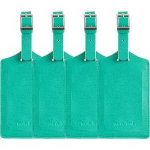 Travelambo Luggage Tags for Suitcases PU Leather Travel Tags Bag Tags Privacy Protection Travel Essentials
