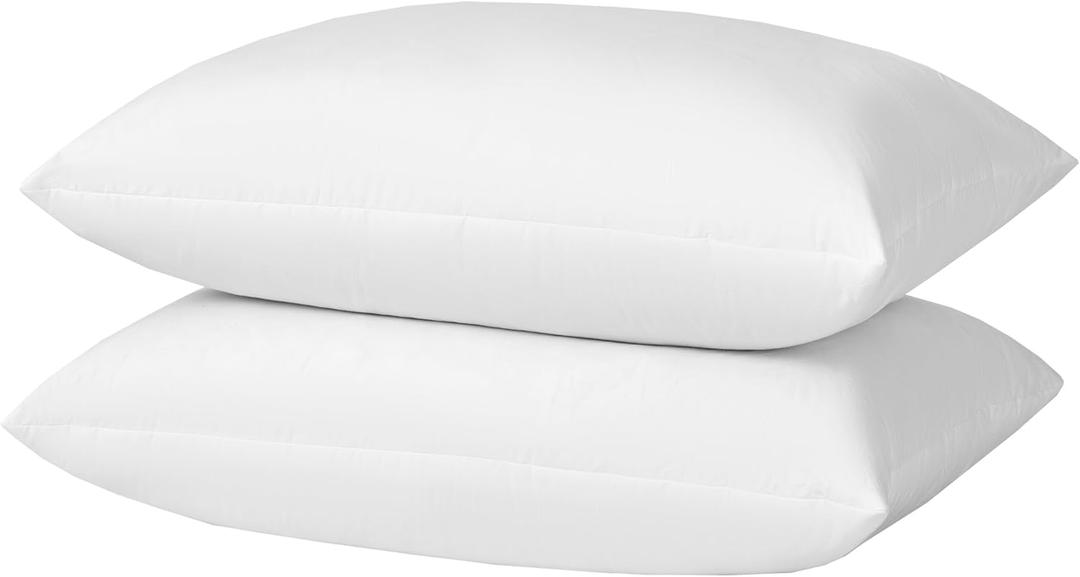 basic home Queen Size Goose Feather & Down Bed Pillow - 100% Odorless Sleep Pillow for Neck Support & Cooling Comfort - 233TC Cotton Cover with Anti-Poke Liner Queen 20x28 inch