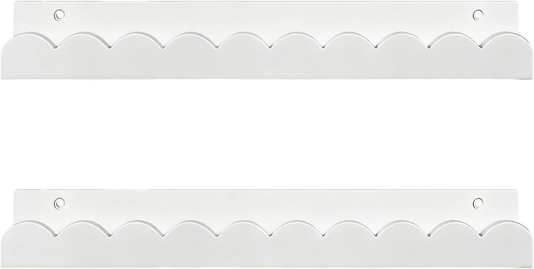 Floating Bookshelves,Wooden Scalloped Organizer | Photo Frames Organizer - Decor for Bedroom Bathroom Nursery Playroom Wall Plants Toy Photo Frames