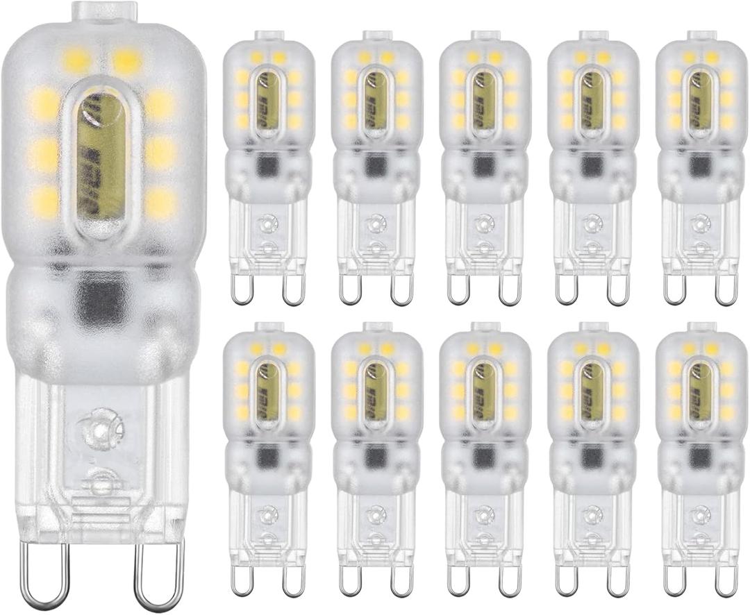 SRIOMNI 10 Pack G9 LED Bulb 4W (40 Watt Equivalent), 3000K Soft Warm White, T4 Halogen Bulb G 9 Bi-pin Base Bulbs for Chandelier,120V 450LM 360 Beam Angle for Home Lighting, Non-Dimmable G9 Bulb