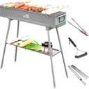 WILLBBQ Charcoal Grills Commercial Quality Portable Multiple Size Hibachi BBQ Lamb Skewer Folded Camping Barbecue Grill(31.6x7.1x5.1 inch With Accessories)