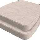 AAAAAcessories D-Shaped Chair Cushions for Dining Chairs with Ties and Removable Cover, 2'' Thick Dining Kitchen Chair Pads, Indoor Dining Chair Cushions, 17'' x 16'', Set of 2, Beige