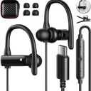 USB C Headphones Over Ear Hooks for iPhone 17 Air 16 15 Pro Max Plus, Wrap Around Ear Buds with Loops Mic Type C Earphones Running Sport Wired Earbuds for Samsung S26 S25 S24 Ultra S23 S22/Pixel 10 9