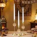 Ceenna 3 Pcs Ramadan Candle Holders, 3 Size Mosque Candlestick Holders, Gold Candle Holder for Eid Mubarak Ramadan Decorations Table Centerpiece Mantel Decor Housewarming Gifts