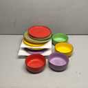 vancasso Bonita Dinnerware Set Muticolor Stoneware 12 Pieces Service for 4, Handpainted Spirals Pattern Stoneware Plates and Bowls Set
