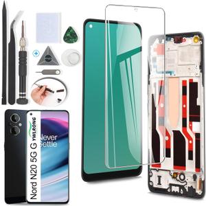 for OnePlus Nord N20 5G GN2200 CPH2459 Screen Replacement for OnePlus Nord N20 5G LCD Display Touch Screen Digitizer Assembly Replacement with Tools(Incell Black with Frame)