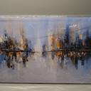 Tarfupth Large Abstract Cityscape Wall Art for Living Room Modern Blue Picture Grey Artwork for Bedroom Office Home Office Canvas Prints 29"x58"