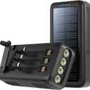 Solar Charger Power Bank 63200mAh, Portable Charger with Dual Outputs & Dual Inputs 4 LEDs Flashlight, Hand Crank Power Bank Fast Charging Battery Pack for Outdoor Camping Survival Gear (Black)