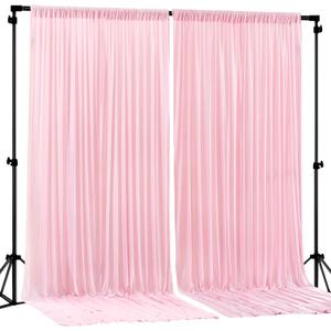 Pink Backdrop Curtains-Wrinkle-Free Polyester Photography Drapes Party Curtain Background for Baby Shower Wedding Decorations- 8 X10FT (Pink) (W4' x H10'(2 panels))