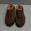 Zigzagger Men's Slip On Moccasin Slippers, Indoor/Outdoor Warm Fuzzy Comfy House Shoes, Fluffy Wide Loafer Slippers (11-12, Coffee)