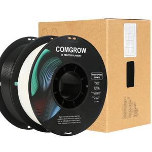 Comgrow Rapid PLA Filament 1.75mm, 30-600mm/s High Speed Printing, 3D Printer Filament High Speed PLA for Fast Printing 2KG Spool (4.4LBS), Dimensional Accuracy +/- 0.02mm White + Black