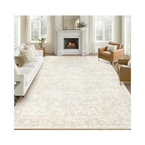 8x10 Area Rugs for Living Room: Washable Large Vintage Floral Rug Low Pile Non-Slip Boho Carpet for Bedroom Dining Home Office (Beige, 8'x10')