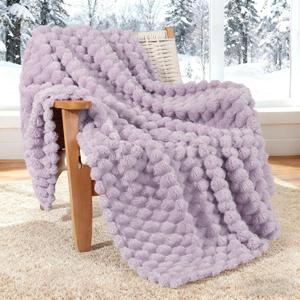 Whale Flotilla Throw Blanket for Couch with Jacquard Pattern, Fuzzy Soft Cozy Exquisite Blankets for All Season, Warm and Fluffy, 50x60 Inch, Lilac