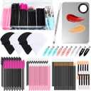 Disposable Makeup Applicators Tools Kit, 100 Mascara Wands 100 Lipstick Applicators 50 Disposable Eyeliner Brushes 10 Eye Shadow Brush with Organizer Box