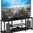 Furinno Turn-N-Tube No Tools 3D 3-Tier Entertainment TV Stand up to 50 inch TV, Round Tubes, Dark Brown / Black