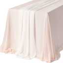 Ling's Moment Sheer Chiffon Tablecloth & Runner Set for 3x4ft Rectangle Table Decor Table Cloth in Blush & White for Wedding Reception Head/Sweetheart Desk (Blush & White) 