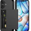 Nvollnoe Compatible with iPhone 17 Case with Card Holder Dual Layer Heavy Duty Protective Shockproof Hidden Card Slot Slim Wallet Phone Case for Women&Men 6.3 inch(Black)